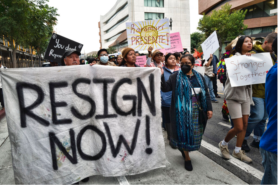 Los Angeles’ Indigeneous Latino community calls for Councilmembers Gil Cedillo and Kevin de León to resign following leaked racist comments (AP Photo/Richard Vogel)