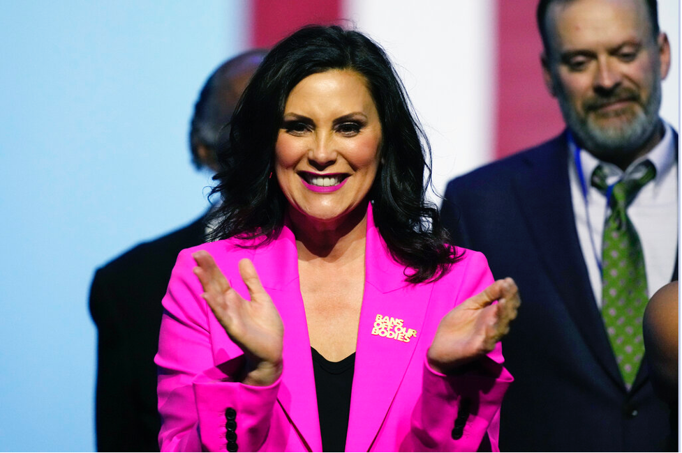 Michigan Democratic Gov. Gretchen Whitmer speaks during Election Night, Tuesday, Nov. 8, 2022 in Detroit. (AP Photo/Carlos Osorio)